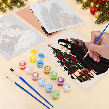 Gothic Christmas Cat and Raven (Mini Paint by Numbers)