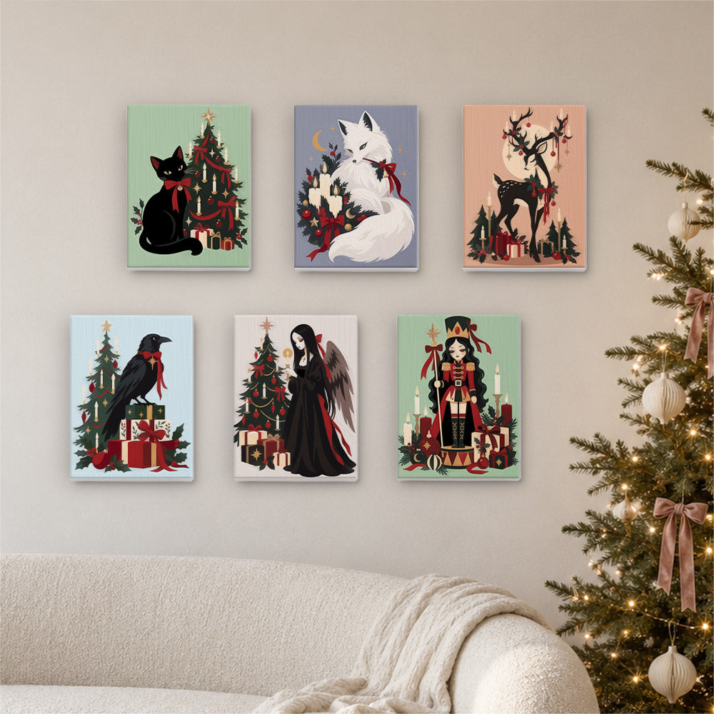 Gothic Christmas Cat and Raven (Mini Paint by Numbers)