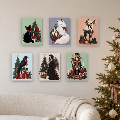 Gothic Christmas Cat and Raven (Mini Paint by Numbers)