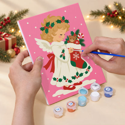 Holly-Crowned Vintage Angels (Mini Paint by Numbers)