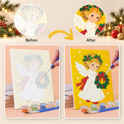 Holly-Crowned Vintage Angels (Mini Paint by Numbers)