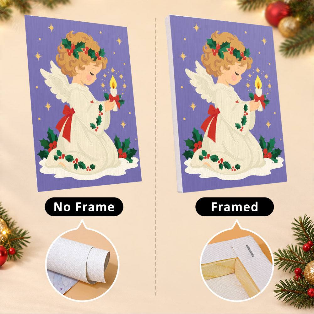 Holly-Crowned Vintage Angels (Mini Paint by Numbers)