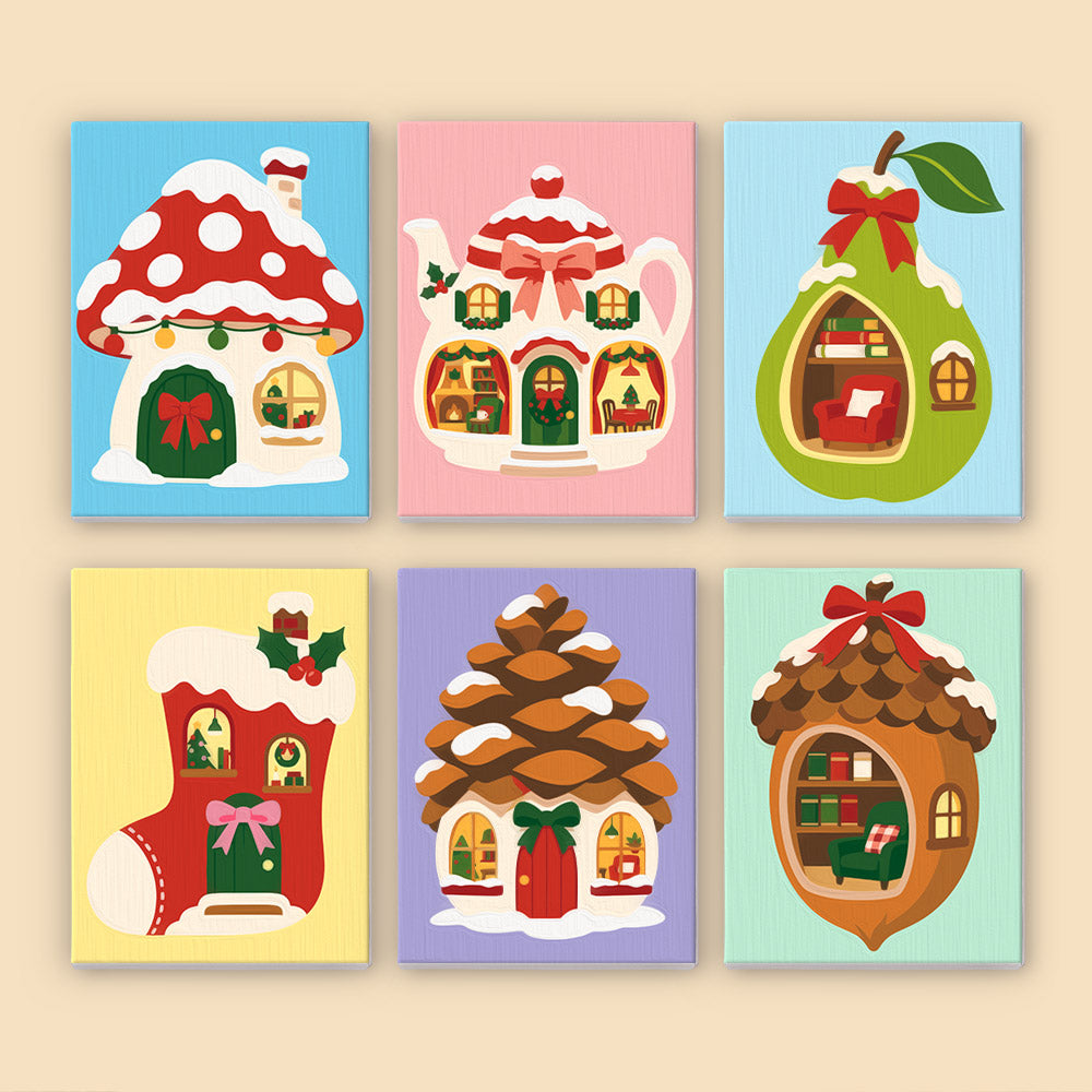 Pinecone and Teapot Fairy Houses (Mini Paint by Numbers)
