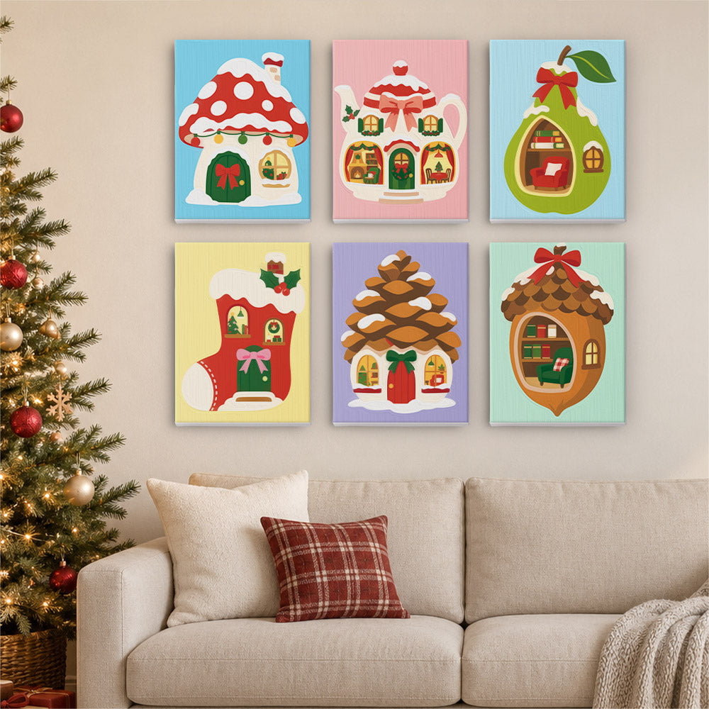 Pinecone and Teapot Fairy Houses (Mini Paint by Numbers)