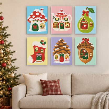 Pinecone and Teapot Fairy Houses (Mini Paint by Numbers)
