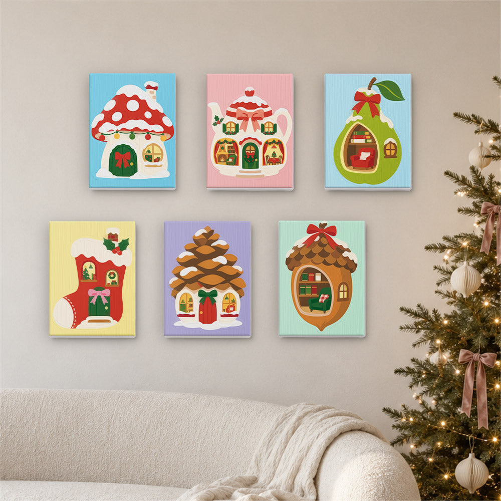Pinecone and Teapot Fairy Houses (Mini Paint by Numbers)