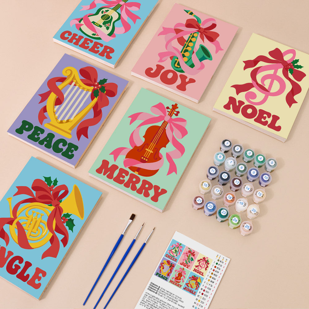 Ribbon-Wrapped Holiday Instruments (Mini Paint by Numbers)