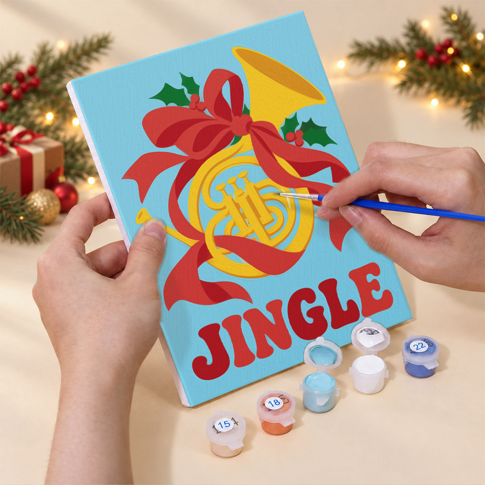 Ribbon-Wrapped Holiday Instruments (Mini Paint by Numbers)