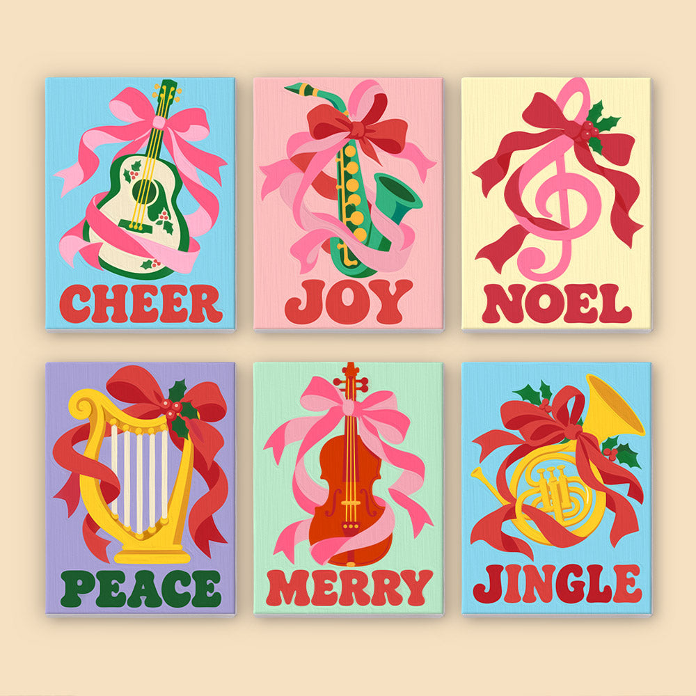 Ribbon-Wrapped Holiday Instruments (Mini Paint by Numbers)