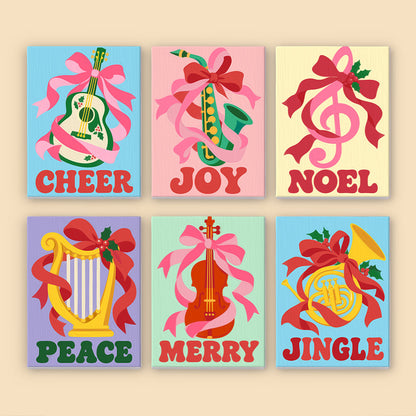 Ribbon-Wrapped Holiday Instruments (Mini Paint by Numbers)