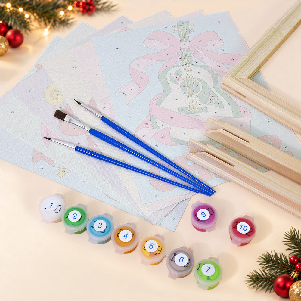 Ribbon-Wrapped Holiday Instruments (Mini Paint by Numbers)