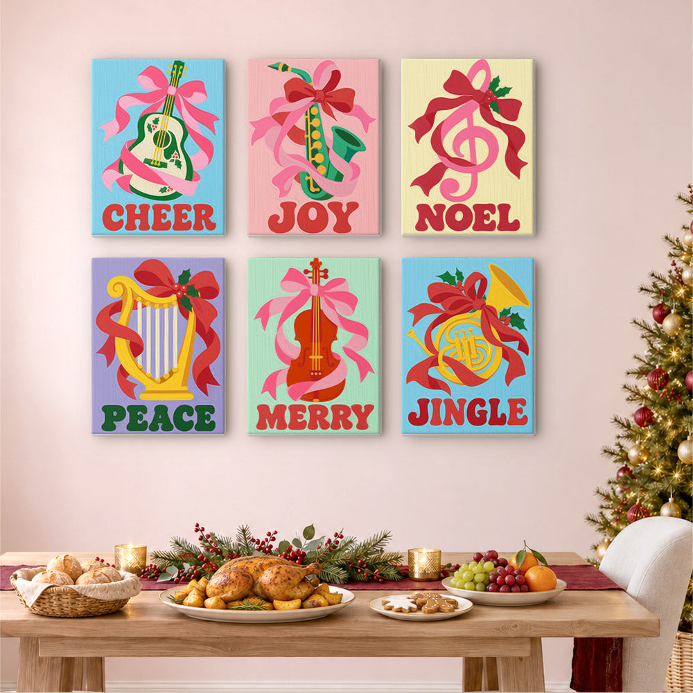 Ribbon-Wrapped Holiday Instruments (Mini Paint by Numbers)