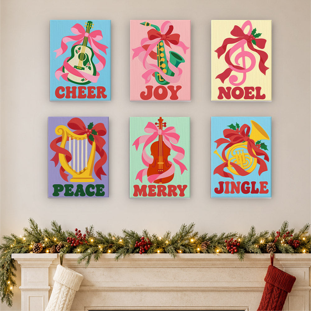Ribbon-Wrapped Holiday Instruments (Mini Paint by Numbers)