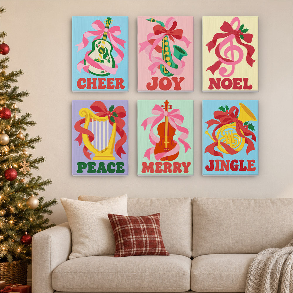Ribbon-Wrapped Holiday Instruments (Mini Paint by Numbers)