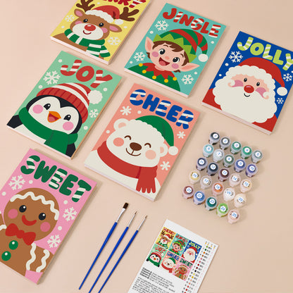 Big Letter Santa and Elf Faces (Mini Paint by Numbers)