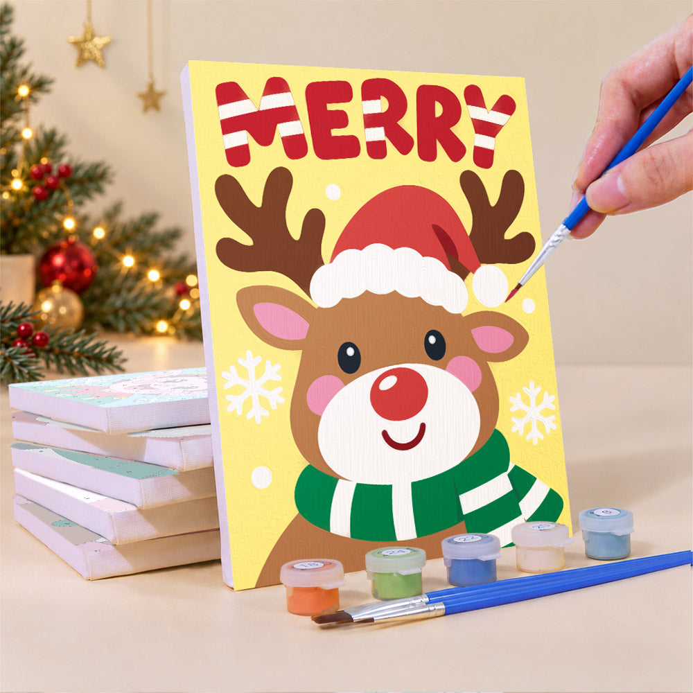 Big Letter Santa and Elf Faces (Mini Paint by Numbers)