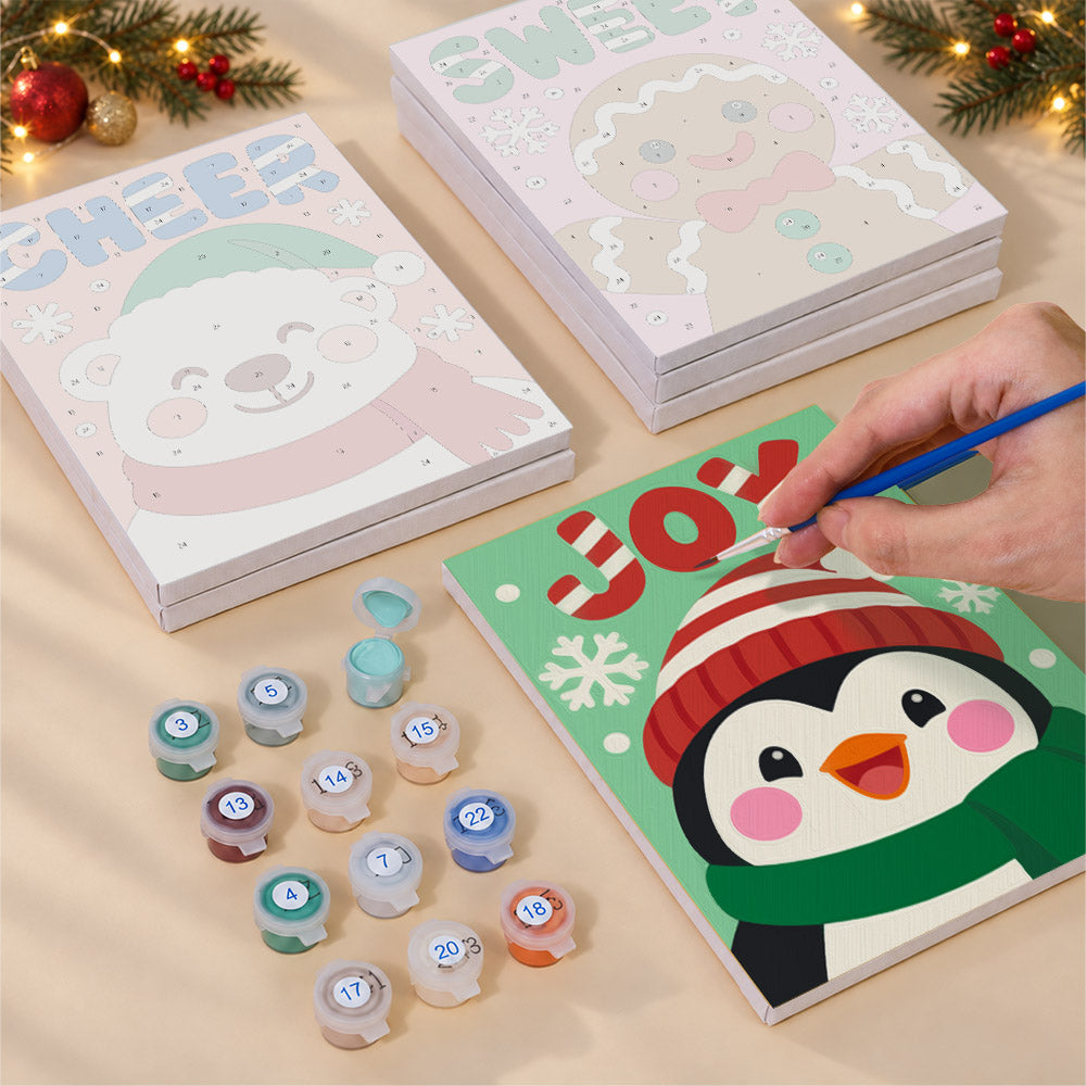 Big Letter Santa and Elf Faces (Mini Paint by Numbers)