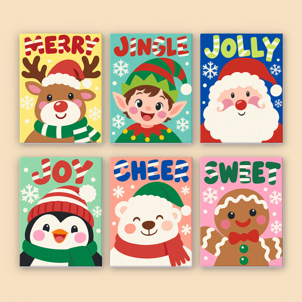 Big Letter Santa and Elf Faces (Mini Paint by Numbers)