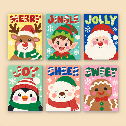 Big Letter Santa and Elf Faces (Mini Paint by Numbers)
