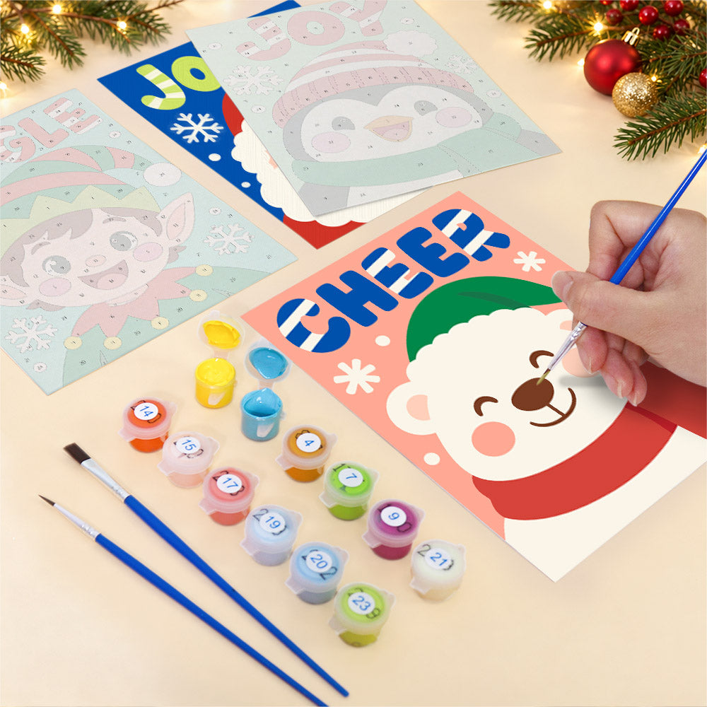 Big Letter Santa and Elf Faces (Mini Paint by Numbers)