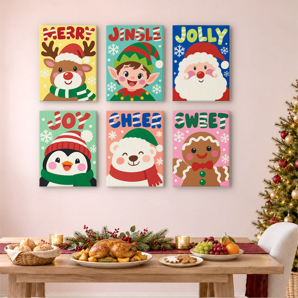 Big Letter Santa and Elf Faces (Mini Paint by Numbers)