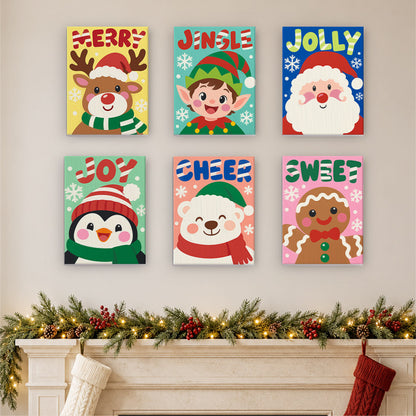 Big Letter Santa and Elf Faces (Mini Paint by Numbers)