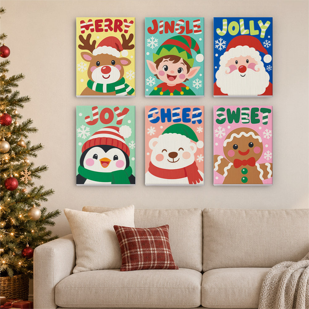 Big Letter Santa and Elf Faces (Mini Paint by Numbers)