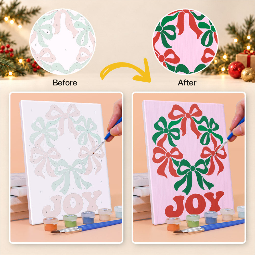Tree and Wreath Made of Bows (Mini Paint by Numbers)