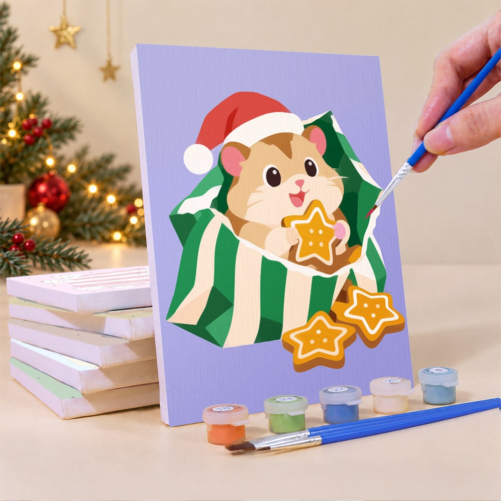 Pets Peeking From Gift Bags (Mini Paint by Numbers)