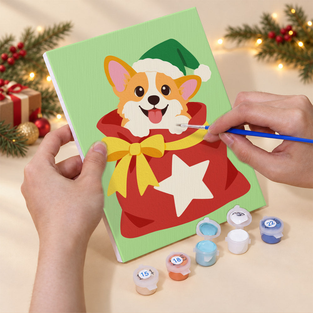 Pets Peeking From Gift Bags (Mini Paint by Numbers)