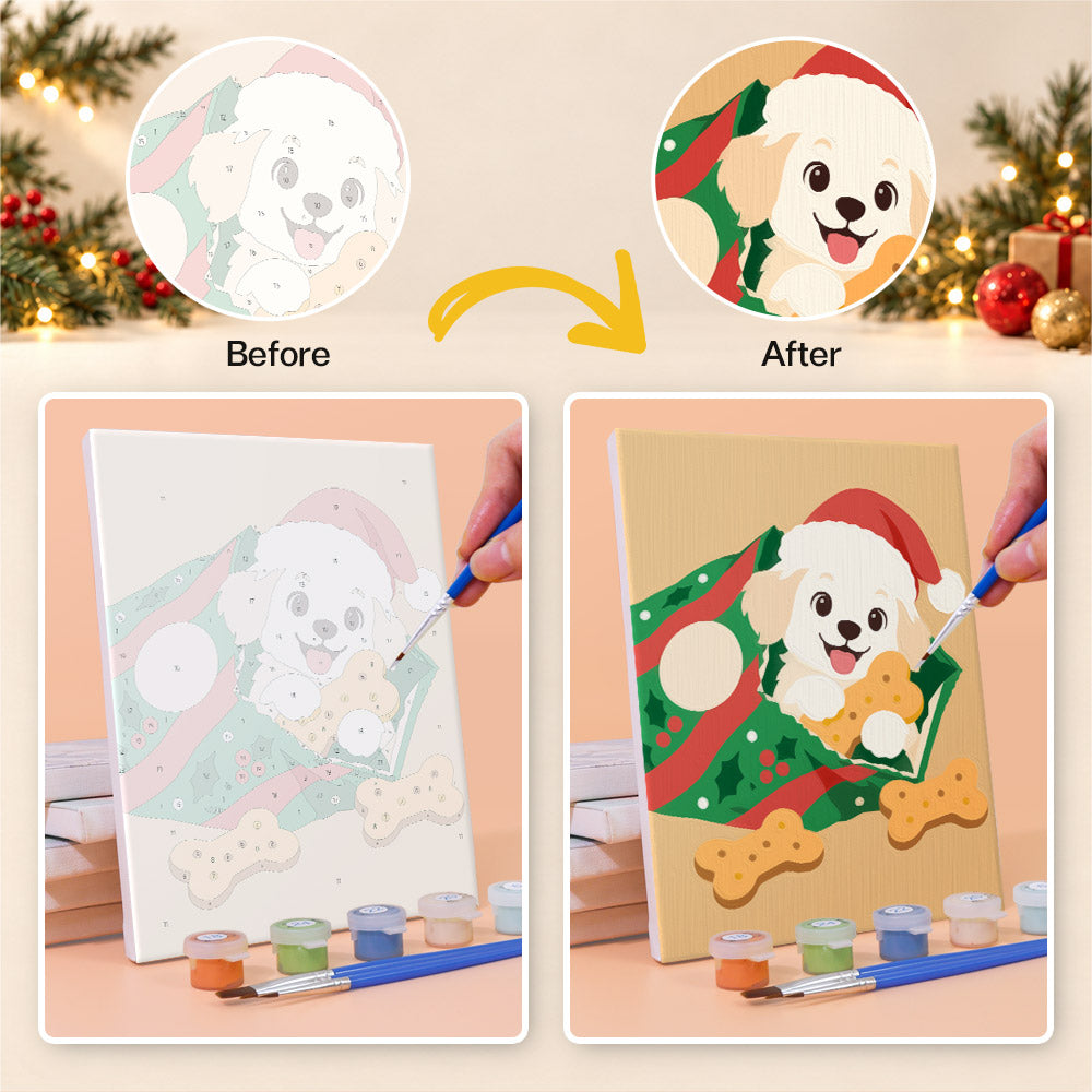 Pets Peeking From Gift Bags (Mini Paint by Numbers)
