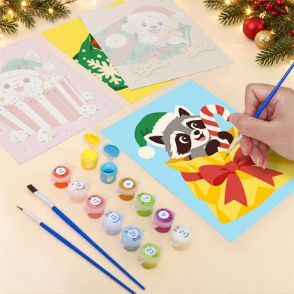 Pets Peeking From Gift Bags (Mini Paint by Numbers)