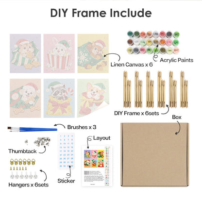 Pets Peeking From Gift Bags (Mini Paint by Numbers)