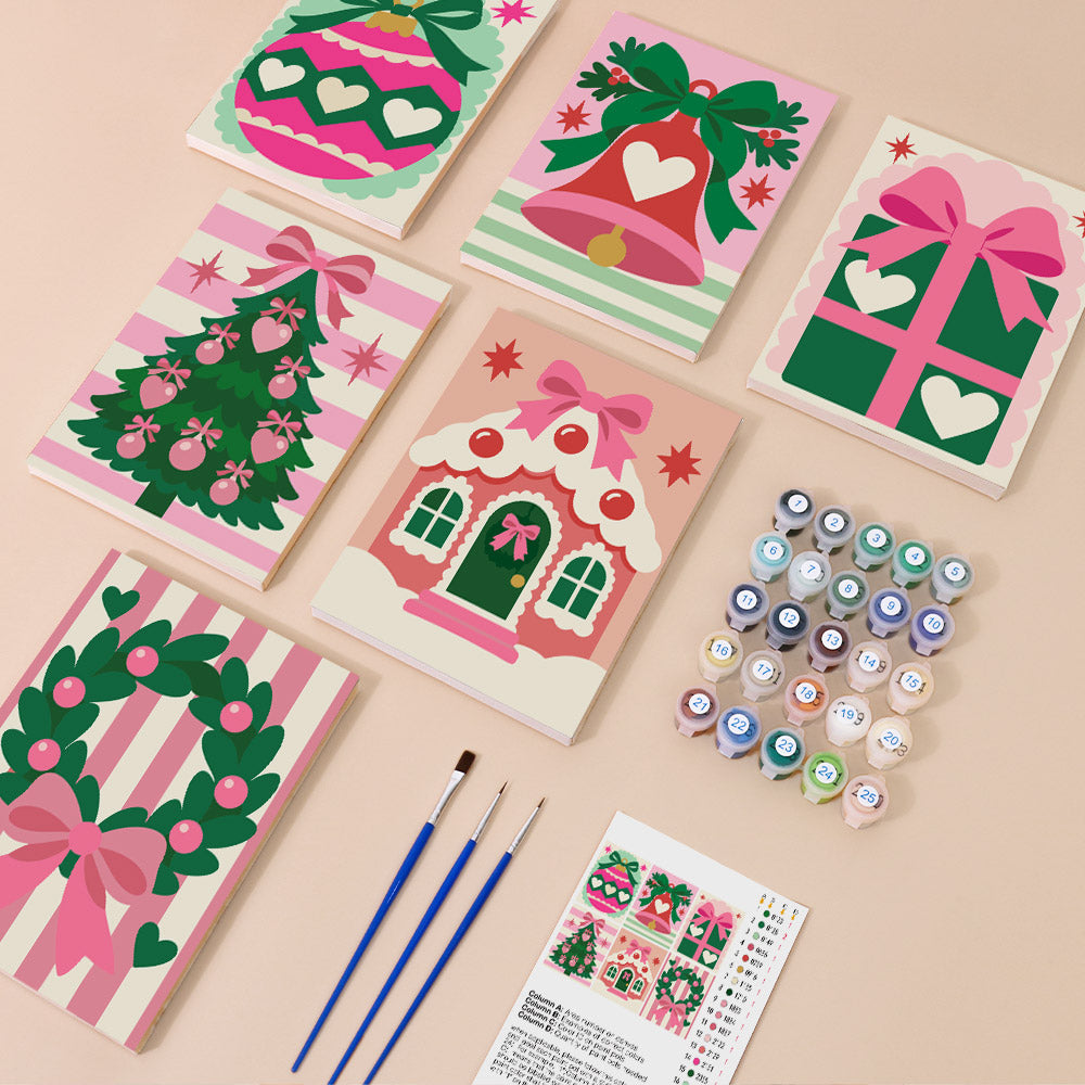 Candy Pink Hearts and Bows (Mini Paint by Numbers)