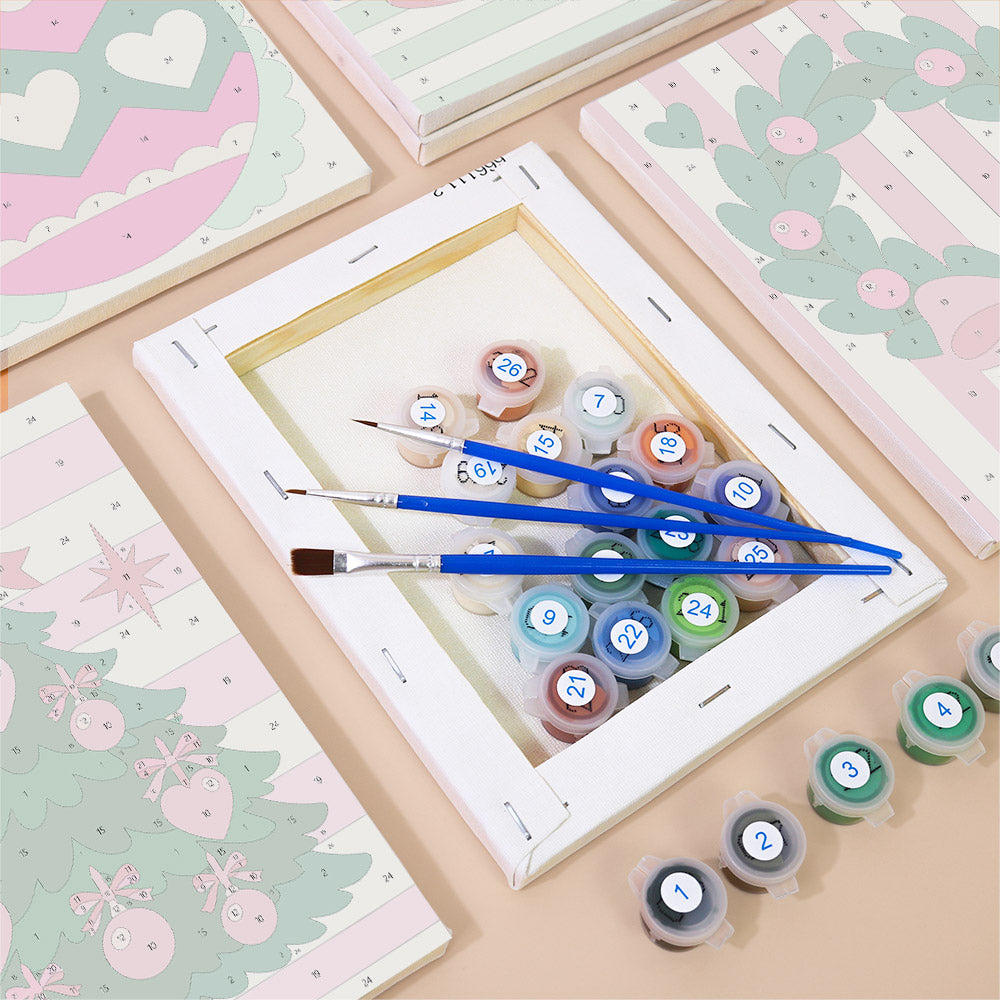 Candy Pink Hearts and Bows (Mini Paint by Numbers)