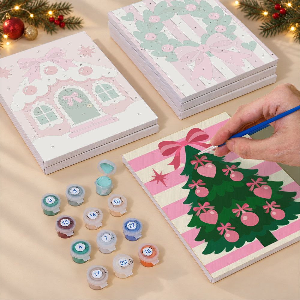 Candy Pink Hearts and Bows (Mini Paint by Numbers)