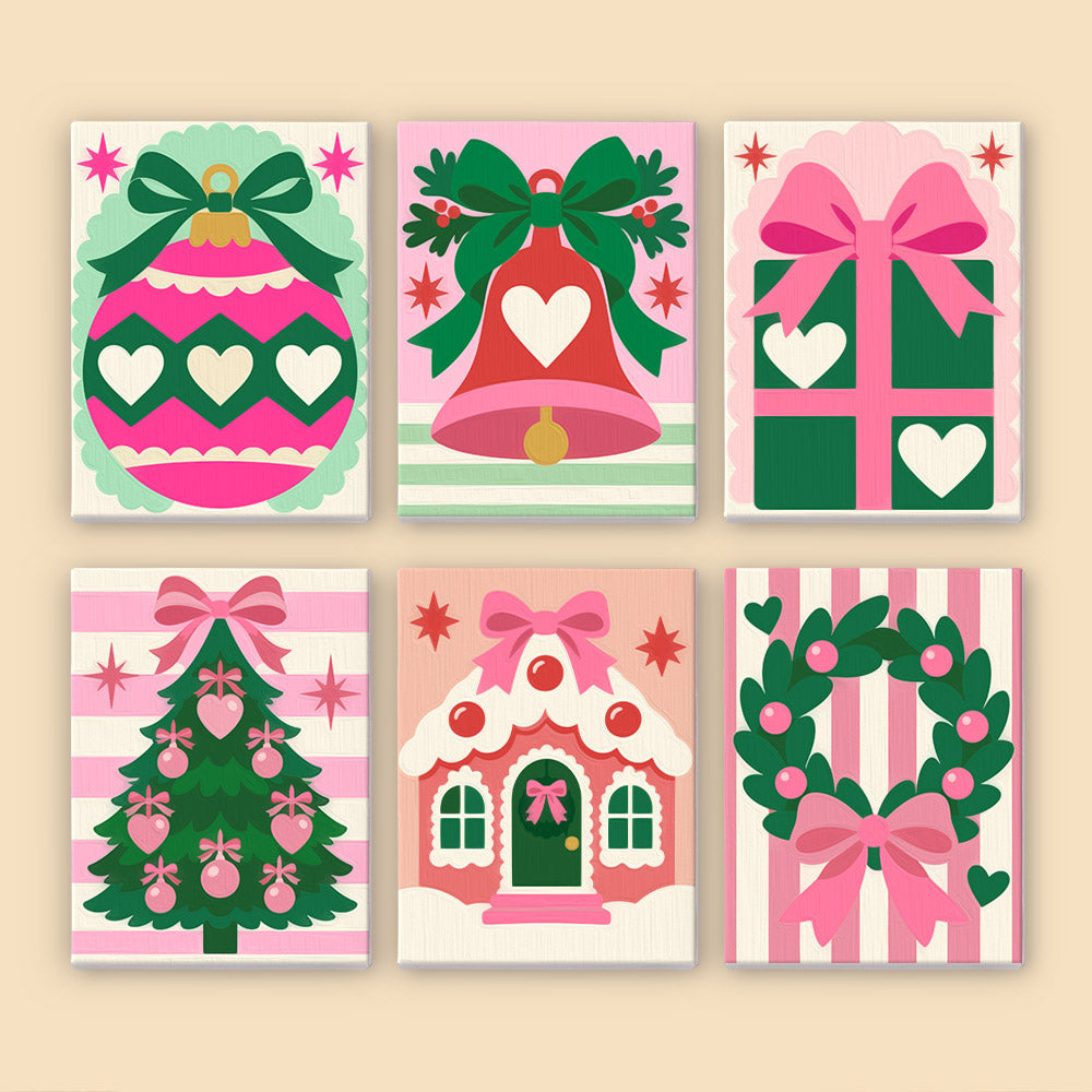 Candy Pink Hearts and Bows (Mini Paint by Numbers)