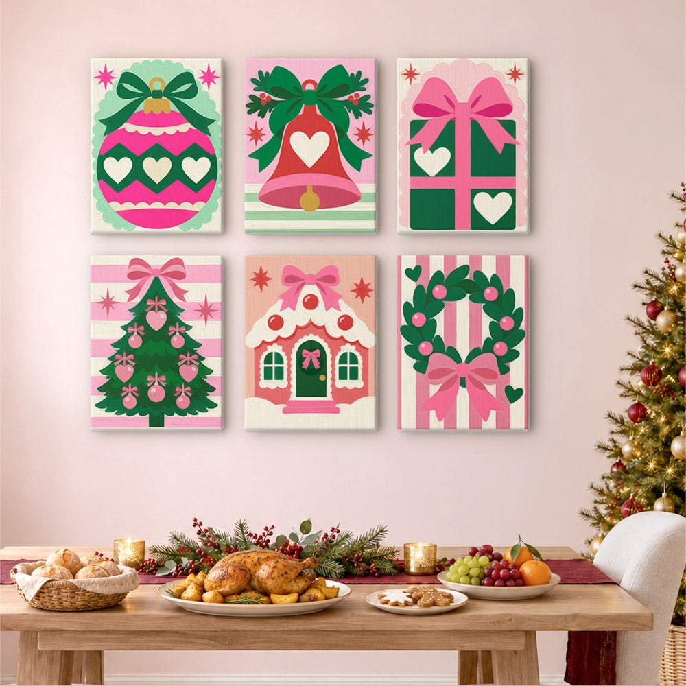 Candy Pink Hearts and Bows (Mini Paint by Numbers)