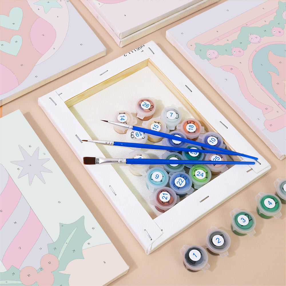 Neon Pastel Sleigh and Hearth (Mini Paint by Numbers)