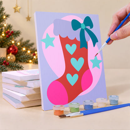 Neon Pastel Sleigh and Hearth (Mini Paint by Numbers)