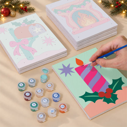 Neon Pastel Sleigh and Hearth (Mini Paint by Numbers)