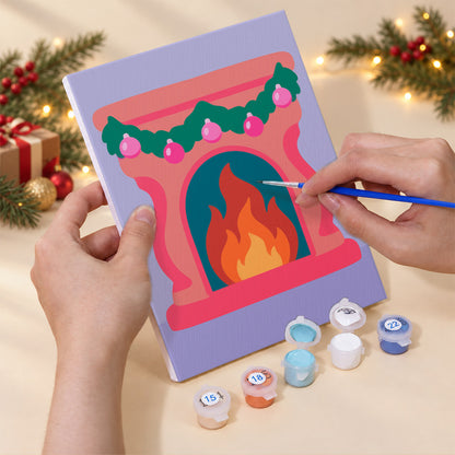Neon Pastel Sleigh and Hearth (Mini Paint by Numbers)