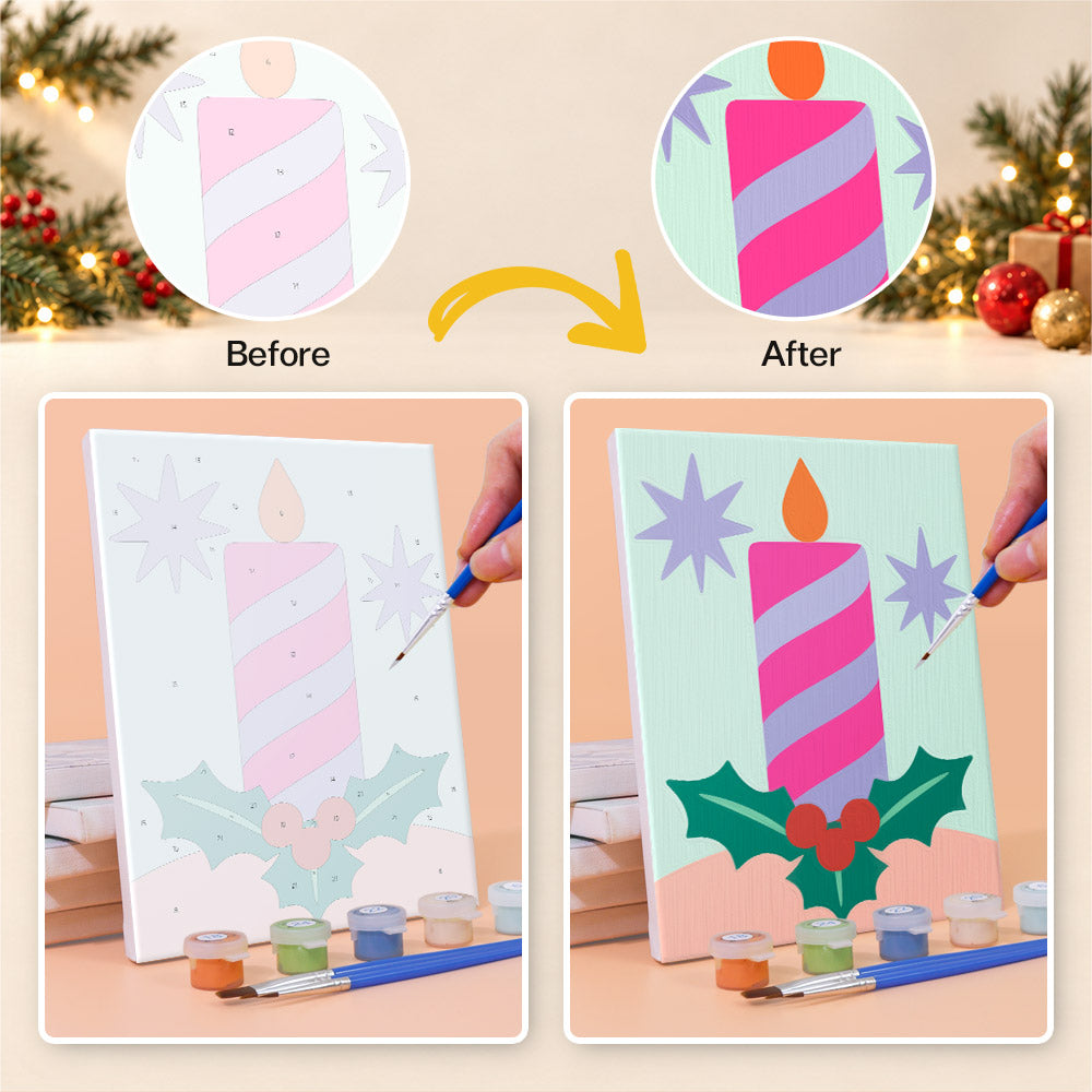 Neon Pastel Sleigh and Hearth (Mini Paint by Numbers)
