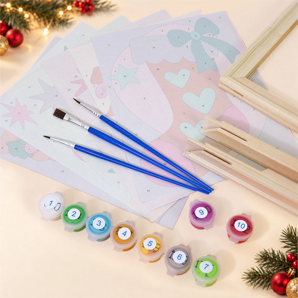 Neon Pastel Sleigh and Hearth (Mini Paint by Numbers)
