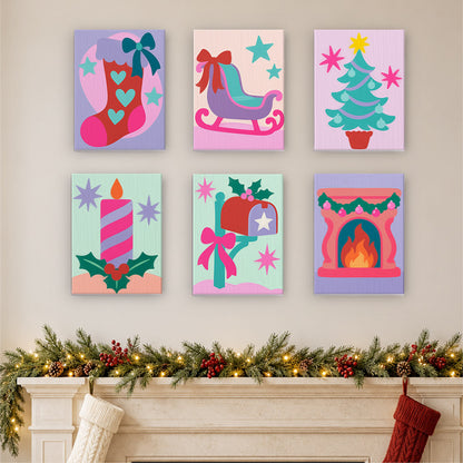 Neon Pastel Sleigh and Hearth (Mini Paint by Numbers)