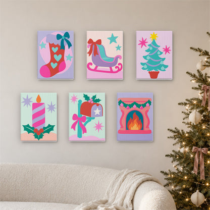 Neon Pastel Sleigh and Hearth (Mini Paint by Numbers)