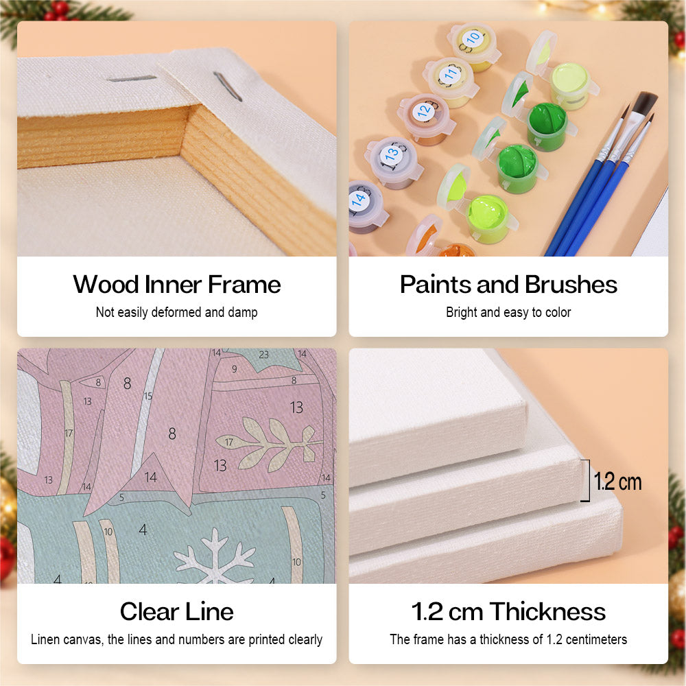 Ribbon-Wrapped Books and Lantern (Mini Paint by Numbers)