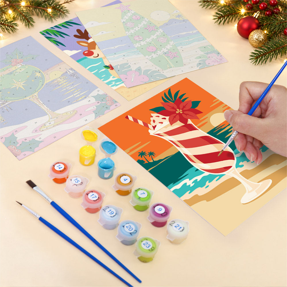 Beachside Christmas Cocktails (Mini Paint by Numbers)