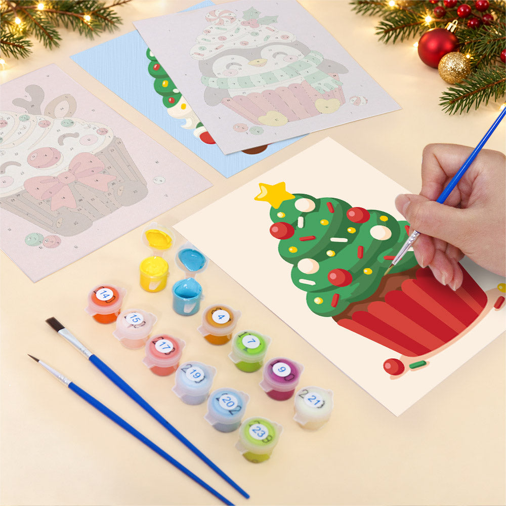 Frosted Cupcake Characters (Mini Paint by Numbers)