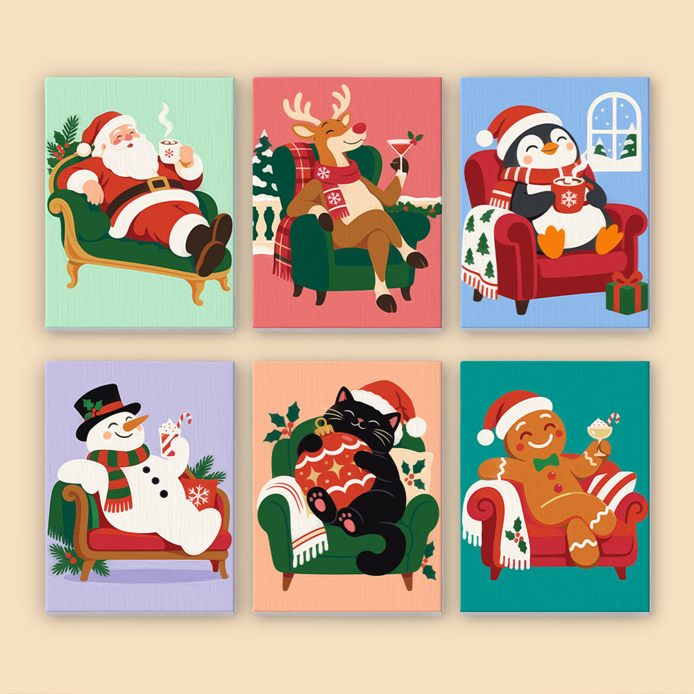 Sofa-Lounging Santa and Friends (Mini Paint by Numbers)